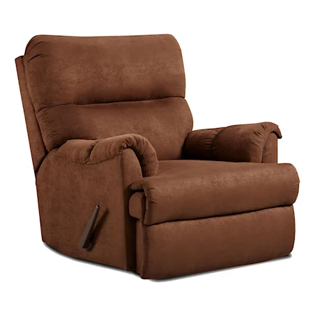 Casual Chaise Rocker Recliner with Rolled Arms